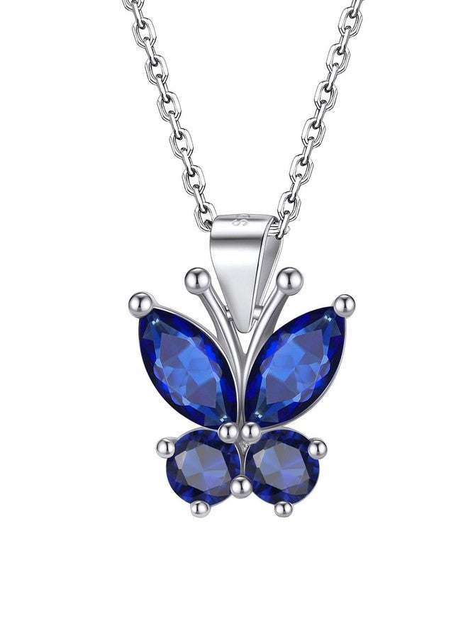 Bestyle Cute Shinning Butterfly Necklace-Sterling Silver Sapphire Earirng -Cubic Zirconia September Birthstone Bufferflies Earrring Jewelry Gifts for Mother's Day Christmas Graduation Birthday - Image 1